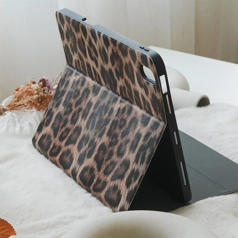 Coque intégrale imprimée léopard style français pour iPad Pro 13 (11e génération M5 M4), 12.9 (A16), 10, 8, 7 (9e et 10e génération), Air 11 (M2 M3), Mini et autres tablettes