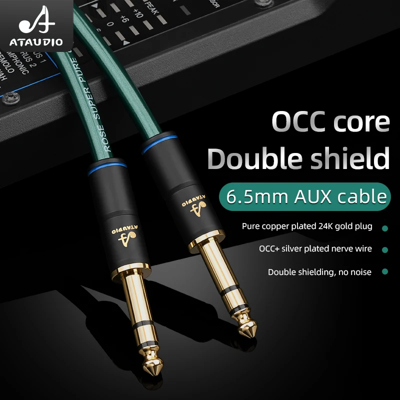 ATAUDIO HIFI 오디오 케이블 6.35 잭 수-수 스테레오 오디오 케이블, 기타 믹서 앰프 베이스 6.35 오디오 케이블, 6.5mm