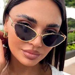 Fashion Cat Eye Sunglasses Metal Frame Women Brand Designer Retro Sun Glasses Black Ladies Eyewear UV400