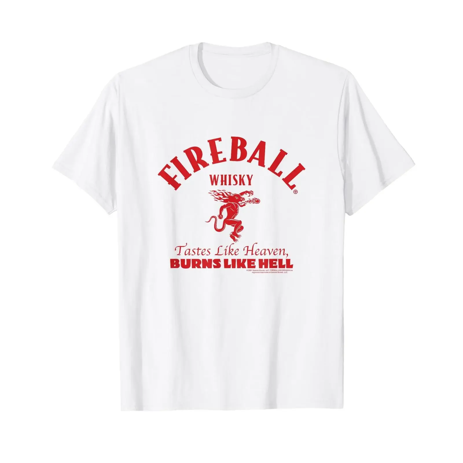 Sponsored Ad Fireball Cinnamon Whisky Tastes Like Heaven Burns Hell T Shirt vintage Washed Unisex homme Stretched Breathable