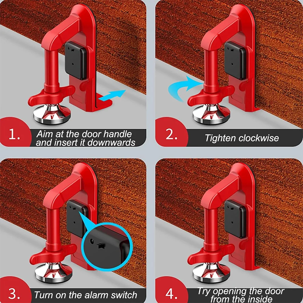 Nuevo Tope de puerta con alarma portátil, sistema de alarma antirrobo, cerradura de puerta alimentada por batería para mujeres, topes de puerta de protección de seguridad