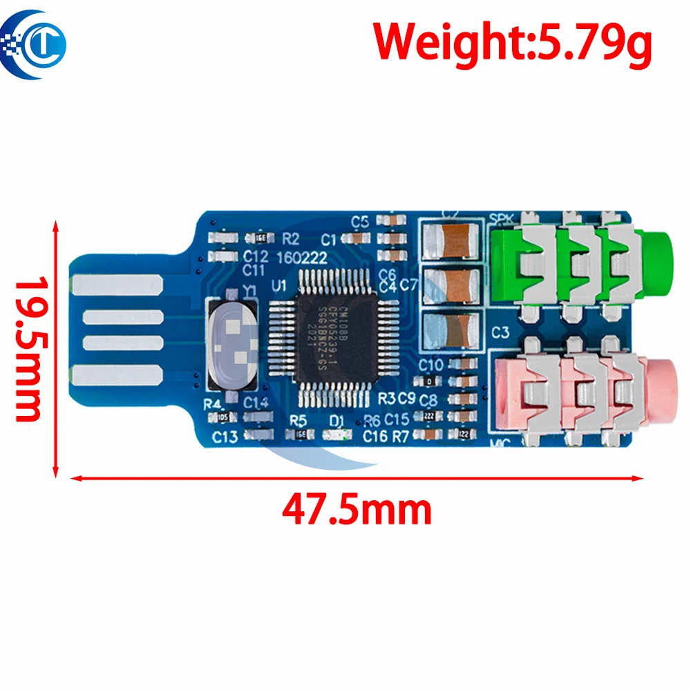 CM108 – karta dźwiękowa USB, bezpłatna, do laptopa i komputera, zewnętrzny moduł karty dźwiękowej – L059, nowy, popularny model. — zdjęcie produktu 5