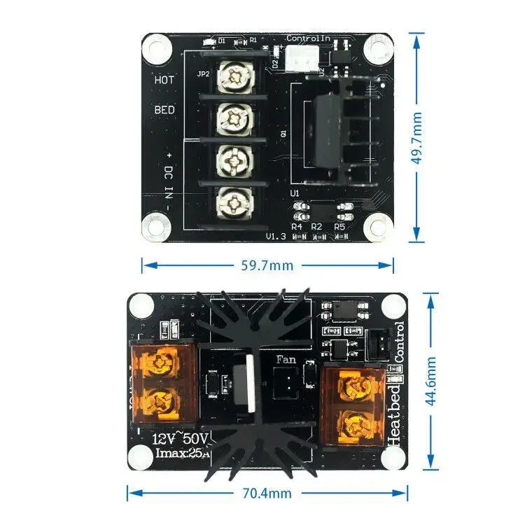 3D Printer Heated Bed Power Module /Hotbed MOSFET Expansion Module Inc 2pin Lead With Cable for Anet A8 A6 A2 Ramps 1.4