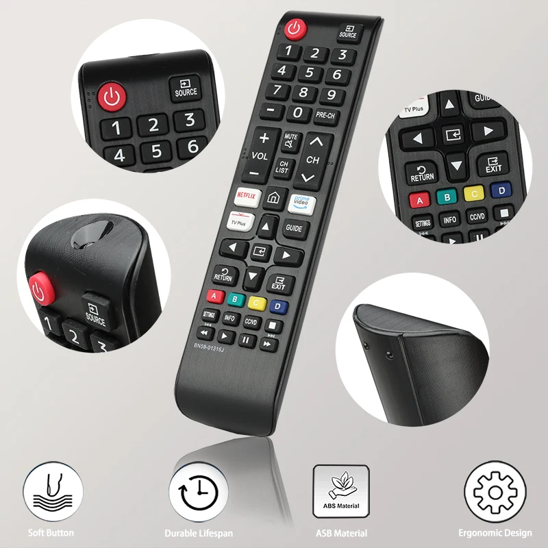 جهاز تحكم عن بعد بديل لتلفزيون سامسونج الذكي ، أزرار نيتفليكس ، بريميفيديو ، UN43TU7000F #2