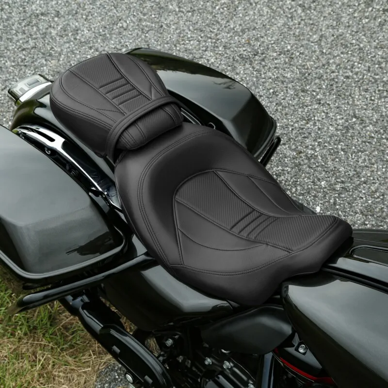 Motorcycle 2-Up Driver Passenger Seat For Harley Touring Electra Glide CVO Street Glide Road King Road Glide 09-2023