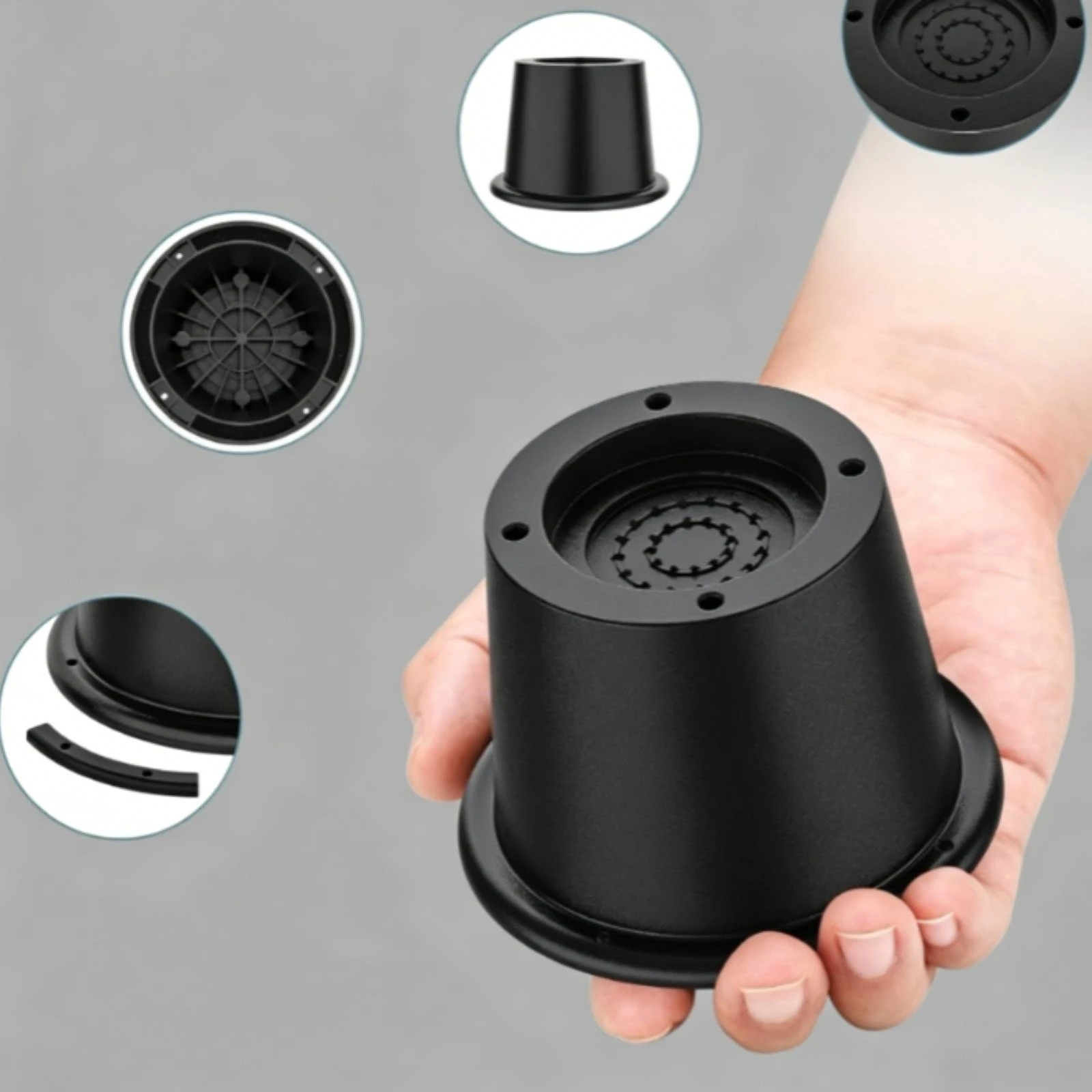 4 Pieces Furniture Leg Riser Tapered Bed Riser Furniture Lift Block Round Home Accessory Black - view 6