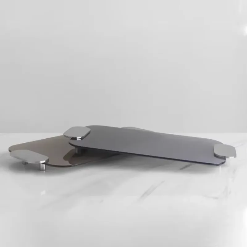 High-end light luxury wood glass decorative tray coffee table storage tray modern minimalist model house living room entrance