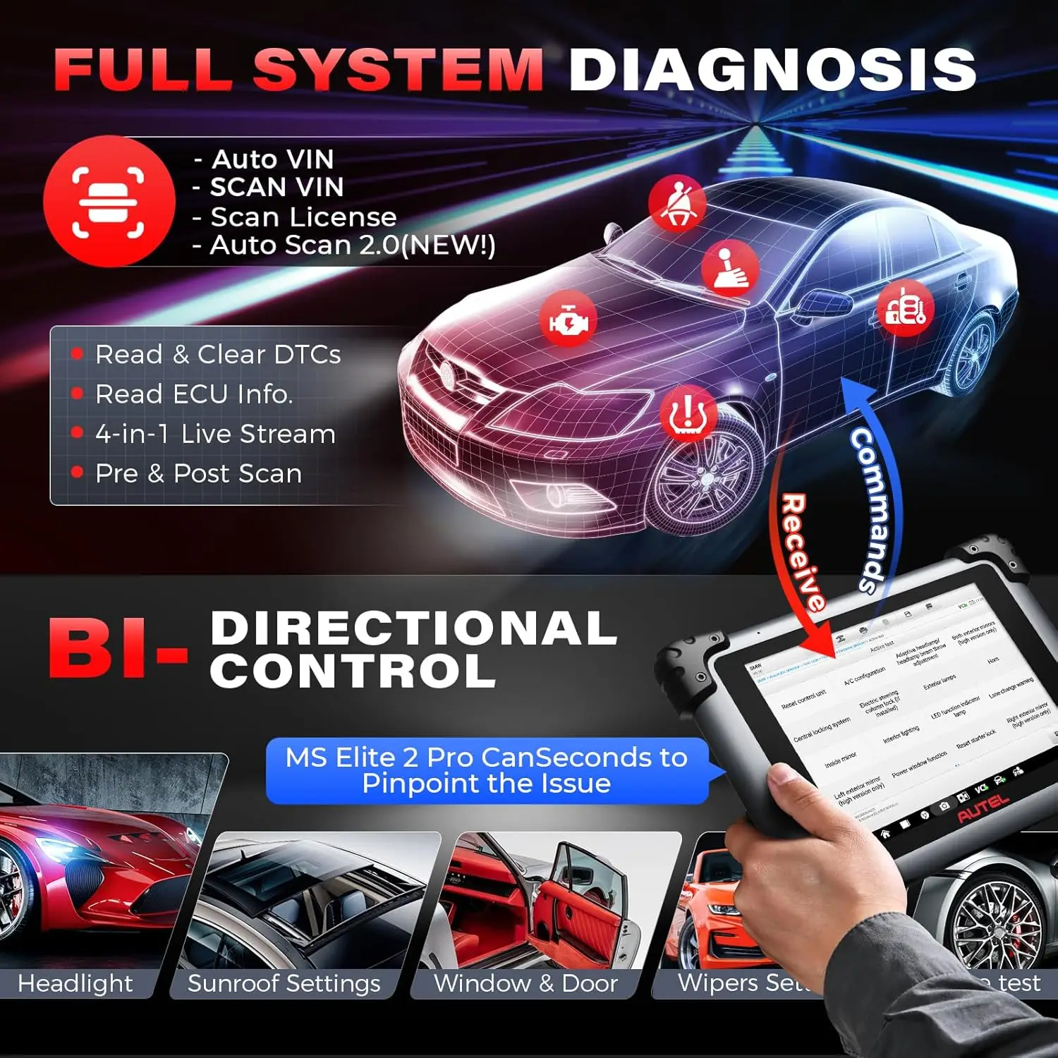 Autel MaxiSYS Elite 2 PRO الماسح الضوئي Elite II PRO أدوات تشخيص السيارات J2534 ECU برمجة الترميز موتور TruSpeed الماسح الضوئي #5