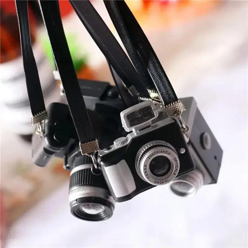 Gift Multicolor Dolls Camera Shutter and Flash with Belt Dollhouse Camera Doll Accessories Plastic Mini Digital Camera 17cm Doll