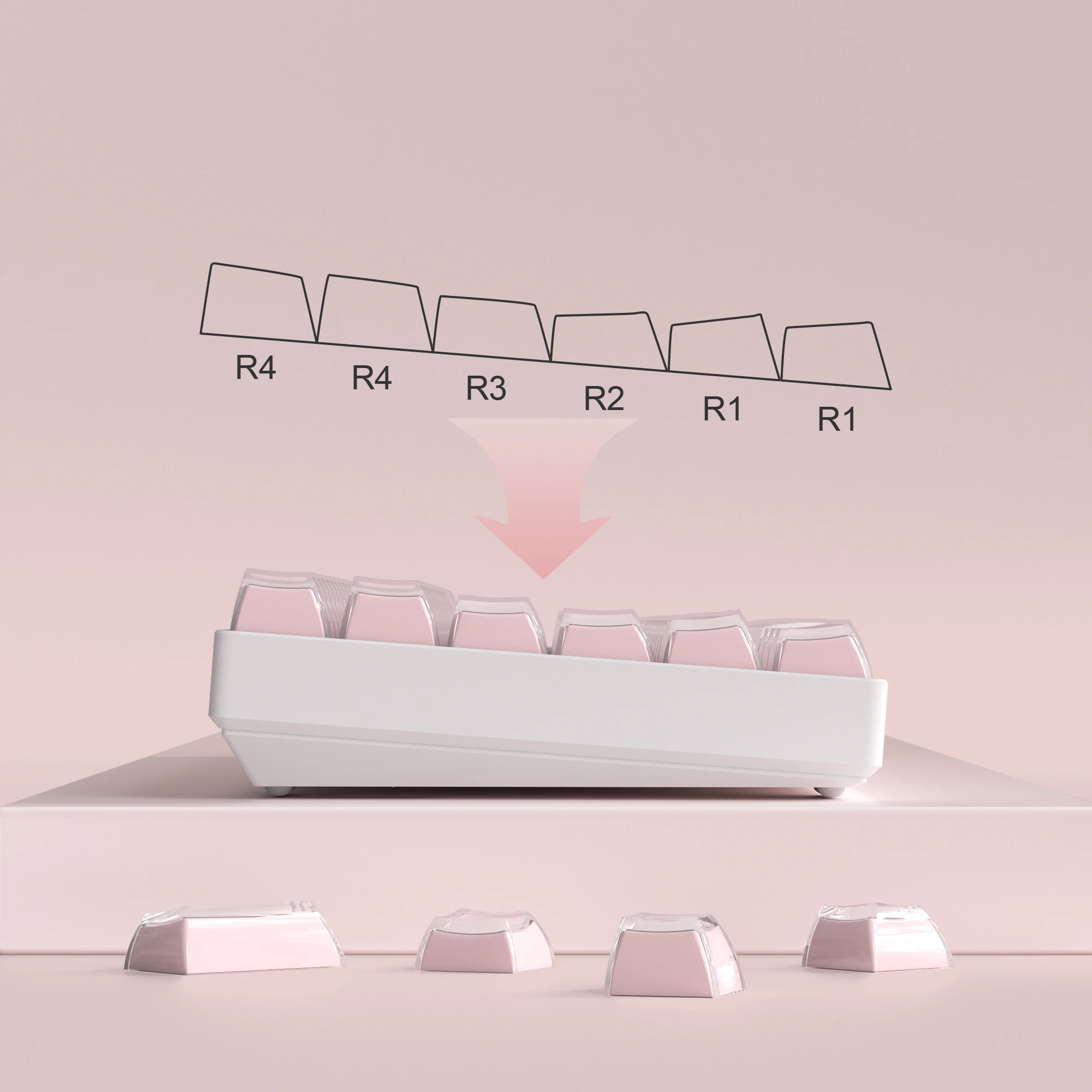 Imagem -05 - Transparente Top Impresso Keycaps Perfil Oem Artesanato Rosa Cristal Clear Keycaps para Switches mx Teclado Mecânico Jello Personalizado