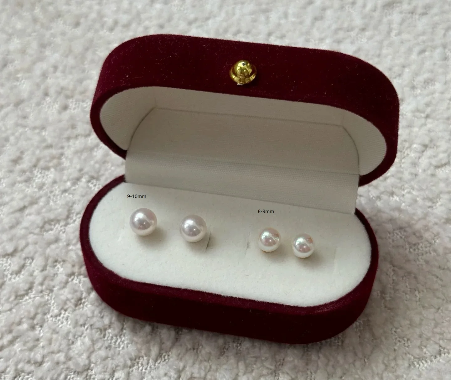 Classic AAAA8-9mm 9-10mm natural round pearl earrings 925s