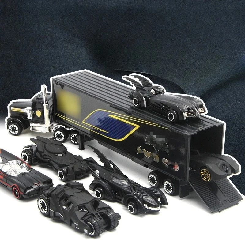 

New Alloy Bat War Car Set Toy 6 Tank with Container Truck Children's Pocket Set Small Car