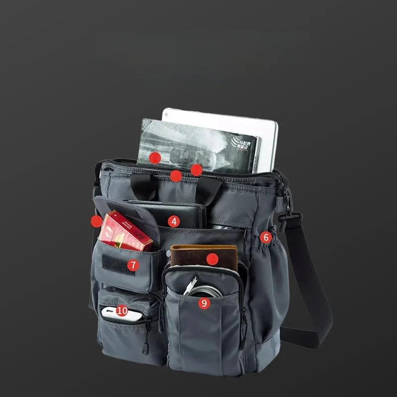 Men's Multi-Functional Waterproof Large Capacity Business Computer Bag Casual Travel Crossbody Bag Fashionable Oxford Cloth
