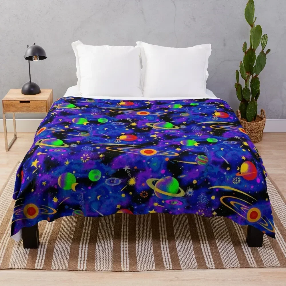 

Neon Space Throw Blanket Soft Beds Soft Plaid christmas gifts Blankets