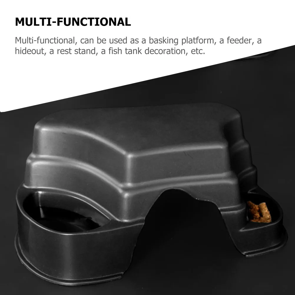 

Plastic Reptile Hideout Turtle Basking Platform Feeding Bowl Aquarium Decor Multi Function Turtle Tank Accessories