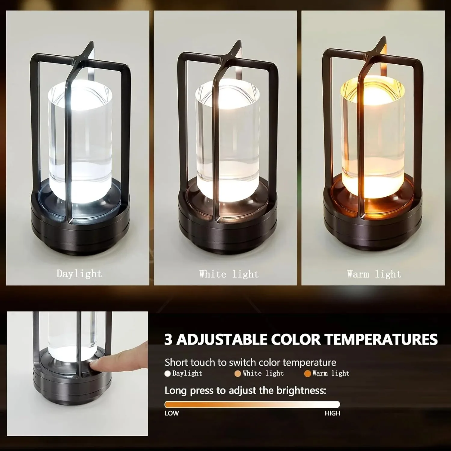 GGbingo Kabellose LED-Tischlampe Stimmungsvolle Schreibtischleuchte Outdoor-Camping-Atmosphärenbeleuchtung Café-Dekoration Nachtlichter – Detail 3