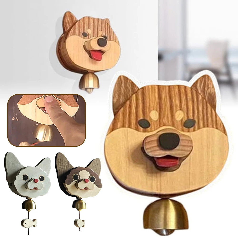 Wooden Shiba Inu Wind Chimes Stylish Cute Entrance Door Bell Housewarming Present