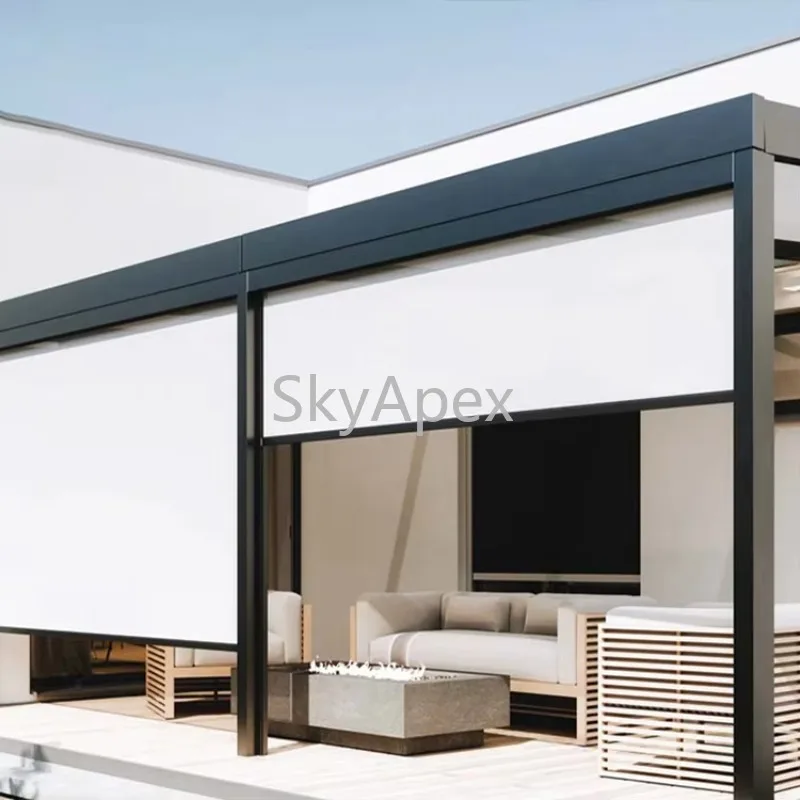 الحديثة التعتيم في الهواء الطلق الستائر الدوارة الذكية يندبروف التحكم عن بعد مقاوم للماء المضادة للأشعة فوق البنفسجية قوي للفناء حديقة ديكور المنزل #4