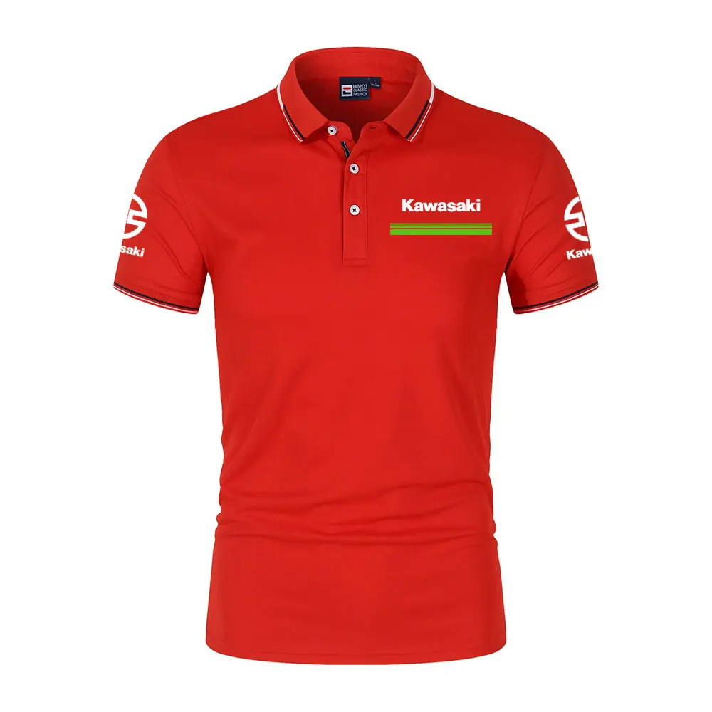 Kawasaki Logo Racing Teams Men Polo Shirt Summer Short Sleeve Casual Male Polos T-shirt 2024 New Fashion Man Clothes Tops