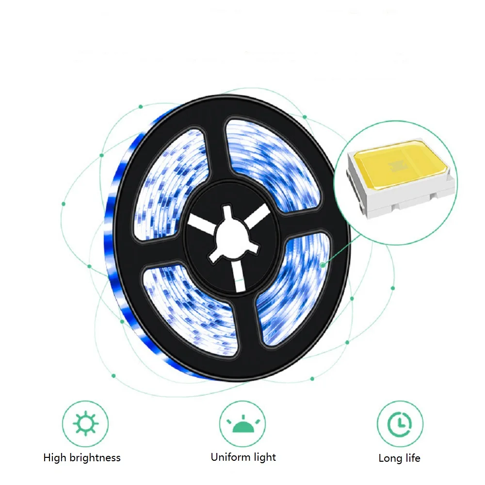 1M/3M/5M USB LED Strip Light 5V 30LEDs/m 2835 Dimmable Flexible Lamp Tape For TV Backlight Room Kitchen Lighting Lamp Decoration