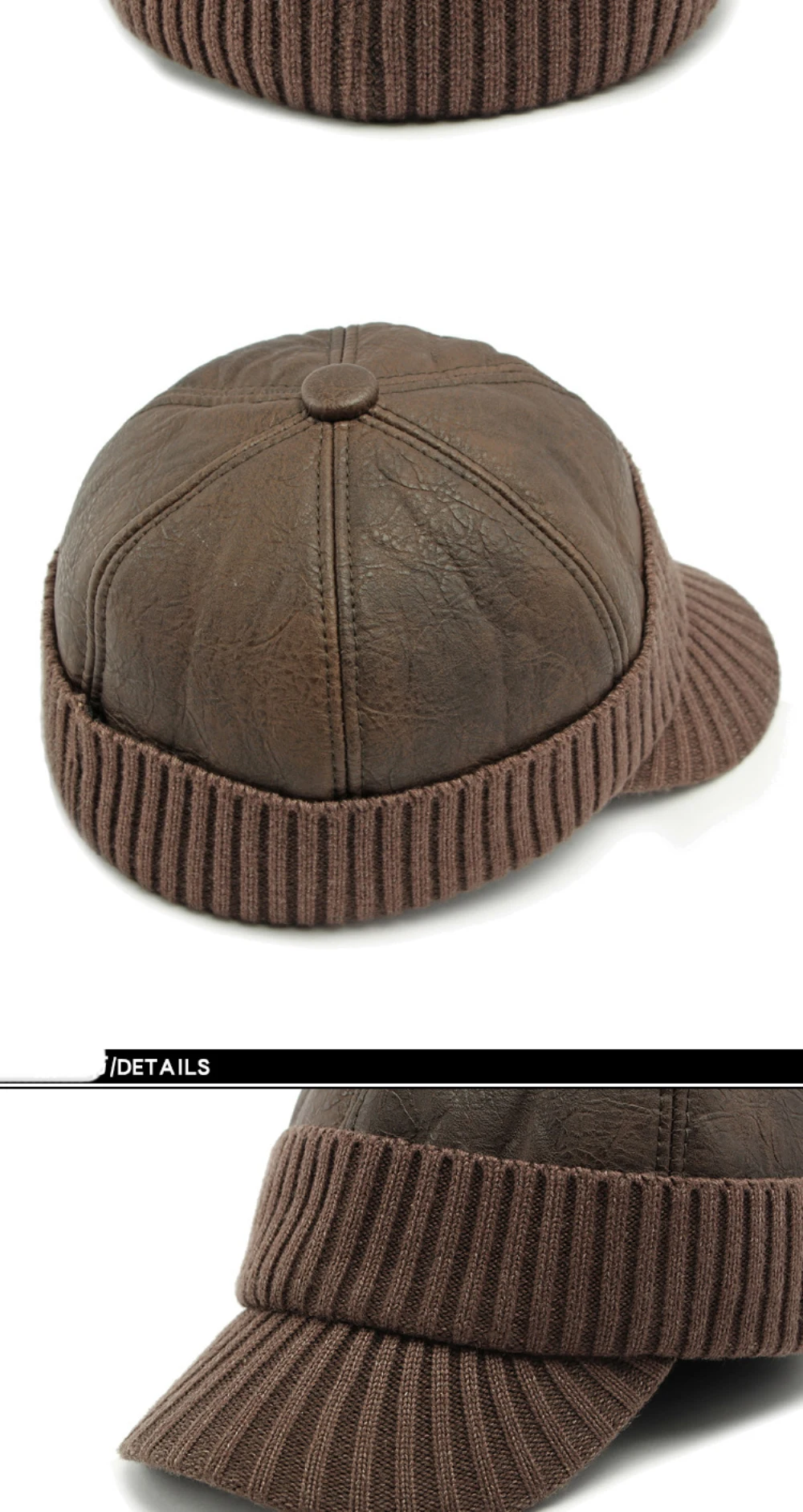 HT4542 Hohe Qualität PU Leder Kappe Dicke Warme Winter Baseball Kappe Männer Baseball Hüte Snapback Earflap Cap Papa Hüte mit Ohrenklappe – Detail 14