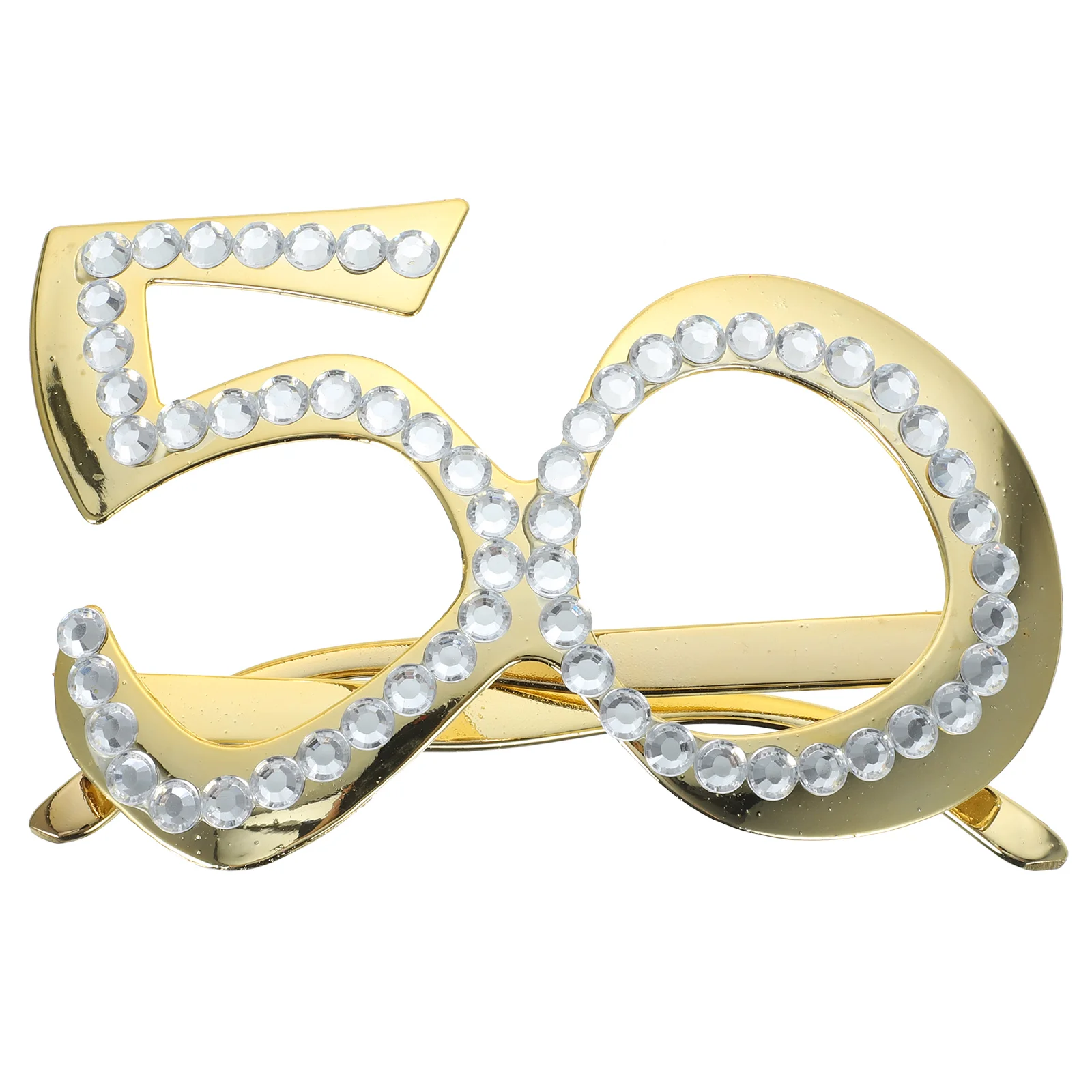 

Golden 50 Number Eyeglasses Lightweight Plastic Birthday Party Photo Prop Shiny Rhinestones Novelty Glasses for Adults