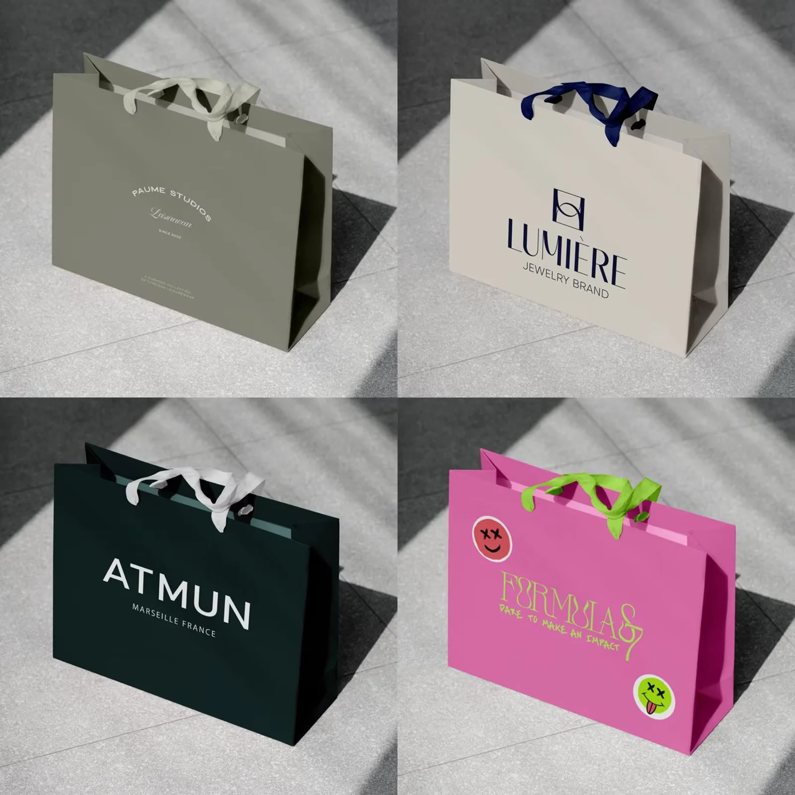 Custom Logo Recyclable White Cardboard Handbags With Handles Shopping Carry Bag for Shoes Clothing Retail Gift Packaging