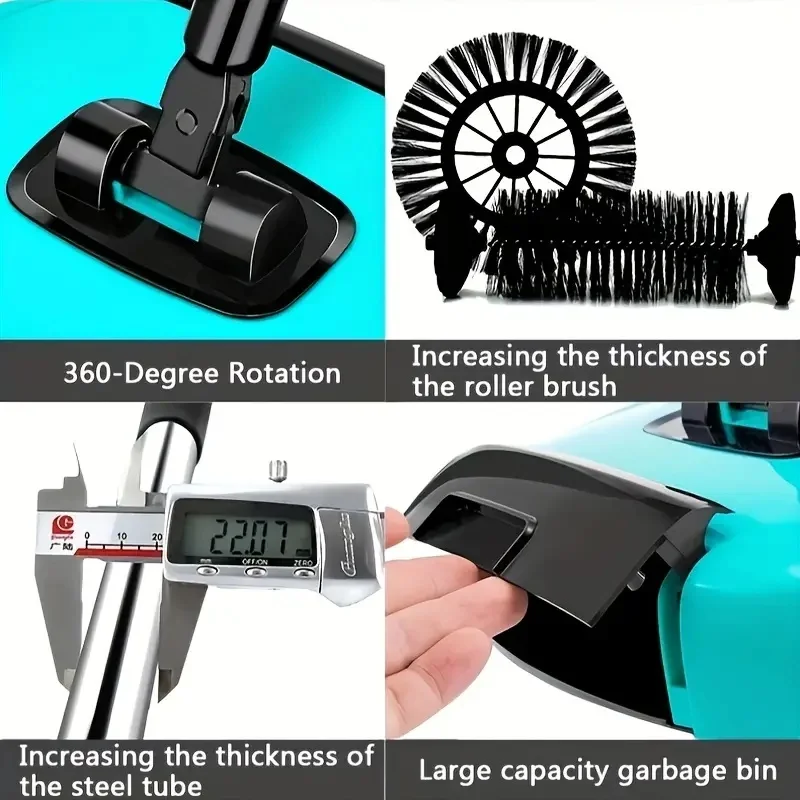 3 In 1 Multifunctional Hand Push Sweeper, Vacuum Cleaner, Hand Push Sweeping And Moping Machine, With 1/2/5/10 Cloth, Cleaning