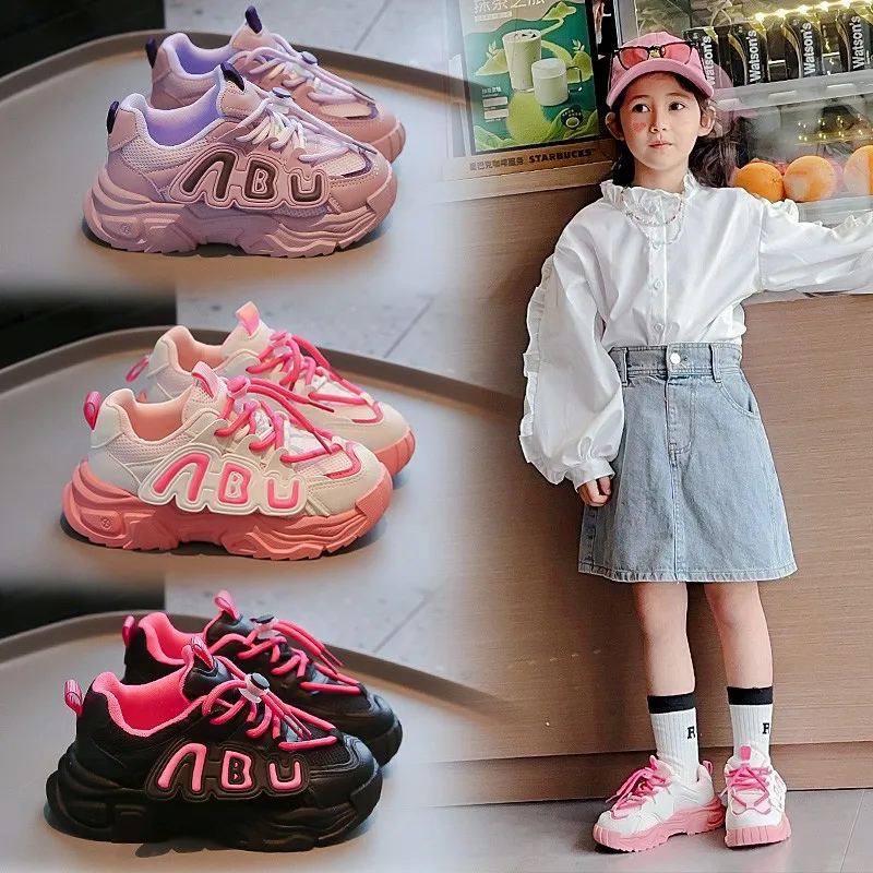 

Spring & Autumn Thick-Soled Girls & Boys Children Shoes Kids Sneakers Fashion Air Mesh Sports Casual Size 25-36