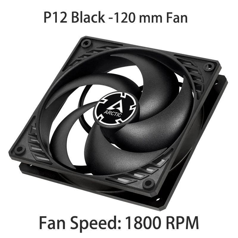 ARCTIC P12 - PC Fan, 120mm Case Fan, Pressure-optimised, Quiet Motor, Computer, Fan Speed: 1800 RPM - Black