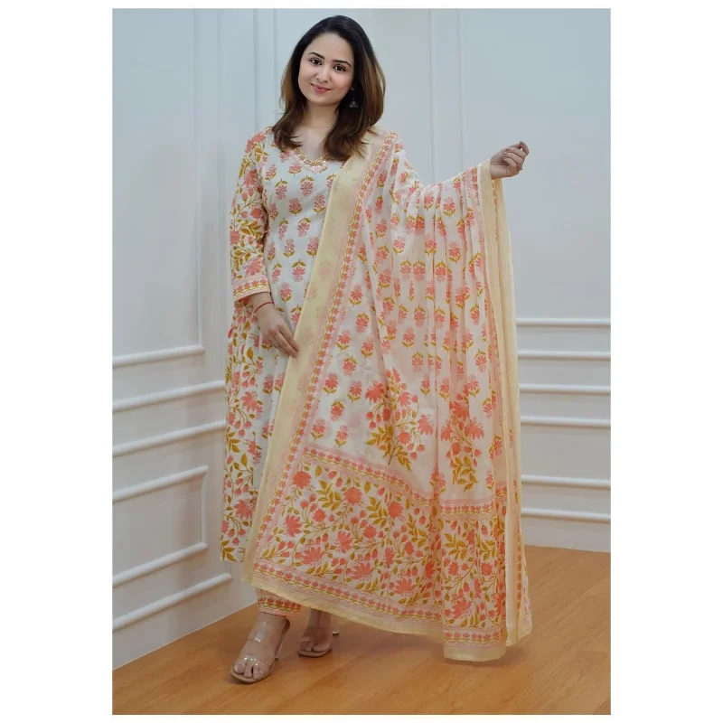 Salwar Kameez pakistański haftowany ubrania imprezowe garnitur rozkloszowany Kurta Dupatta