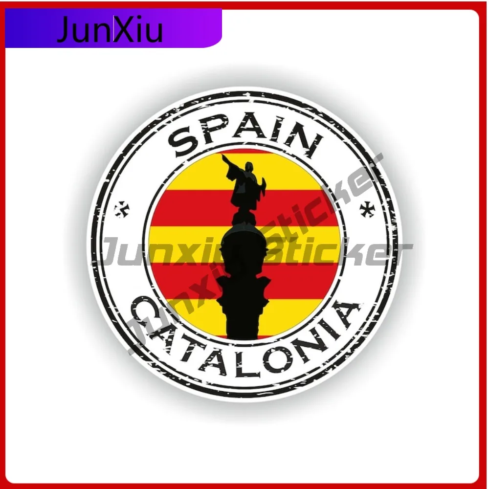 

Spain Catalonia Seal Cute Wall Anti Scratch Accessory Sticker Round Emblem Wall Waterproof Helmet Cute Decoration Durable