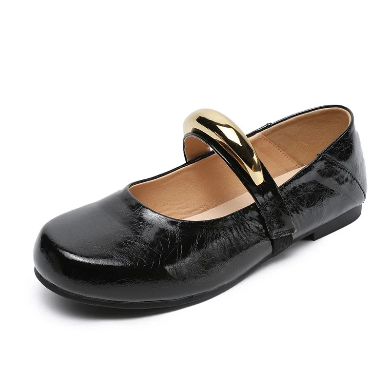 Retro Woman Shoes Modis Round Toe Female Moccasin Flats 2026 Comfortable Genuine Leather Dress Mary Janes Shoes Woman Comfortabl