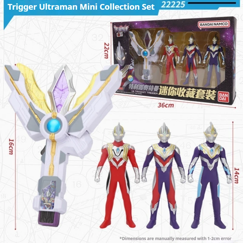 Bandai genuíno gatilho ultraman mini conjunto de luxo dispositivo transformador som produzindo figura ação posable brinquedo colecionável presente