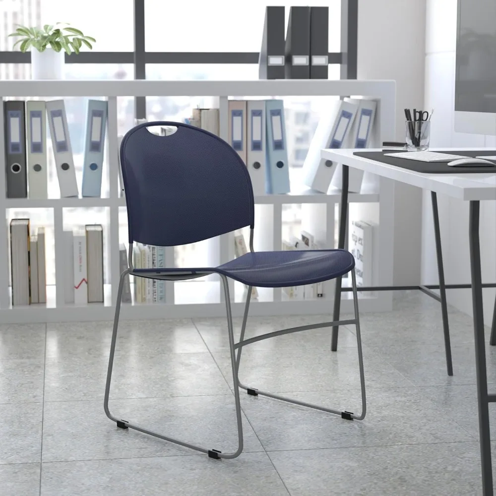 

Navy Ultra-Compact School Stack Chair - Office Guest Chair/Student ChairErgonomic multipurpose sled base stack chairl