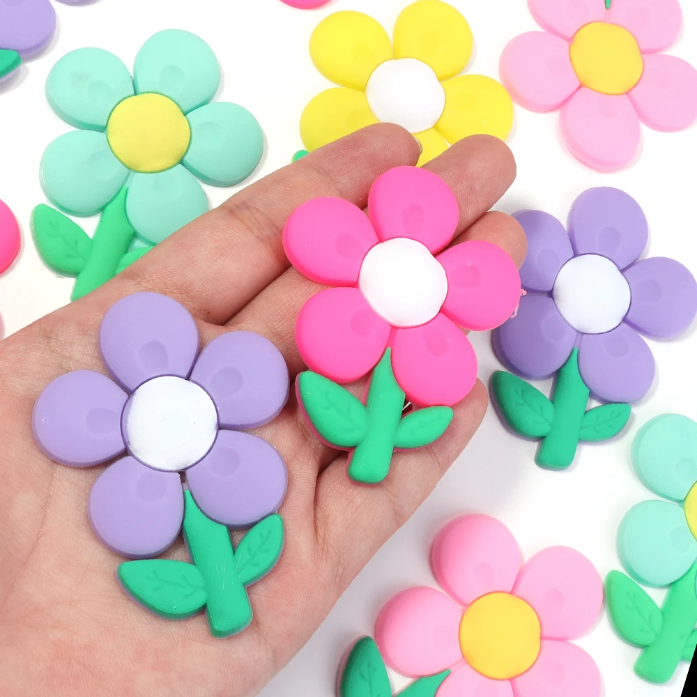 

20 шт., нашивки с разноцветными цветами из ПВХ, нашивки с плоской задней частью для изготовления ювелирных изделий, термоклеевые заколки для волос «сделай сам», аксессуары для декора корпуса телефона