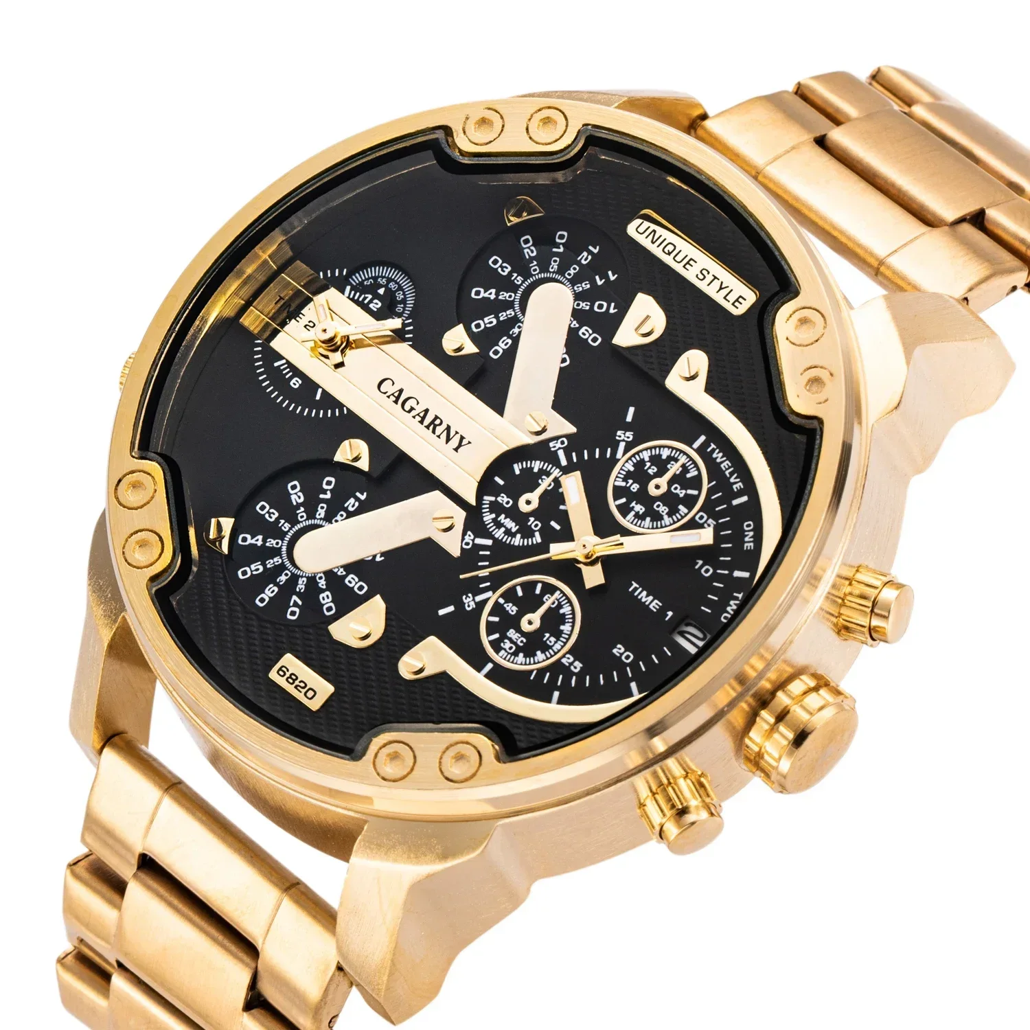 

Cagarny Dual Display Luxury Gold Watch Men Sport Quartz Clock Fashion Mens Watches Steel Watch Relogio Masculino Dropshipping