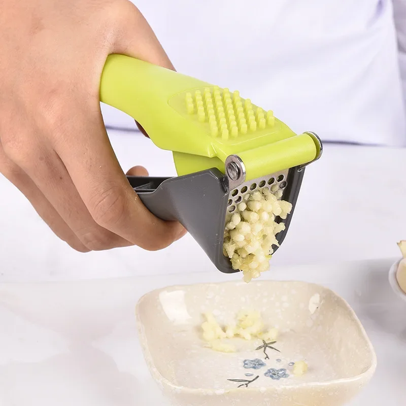 Plastic Handle Plastic Garlic Tamper New Garlic Tamper Stainless Steel Garlic Mash Press Kitchen Gadgets