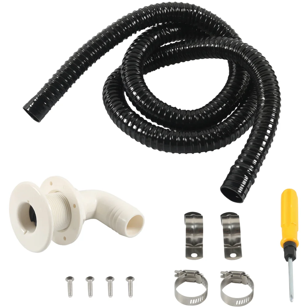 For Efficient Water Drainage White Gray Marine Bilge Drain Kit Marine 1-1 8 Inch Diameter Corrugated Hose Included