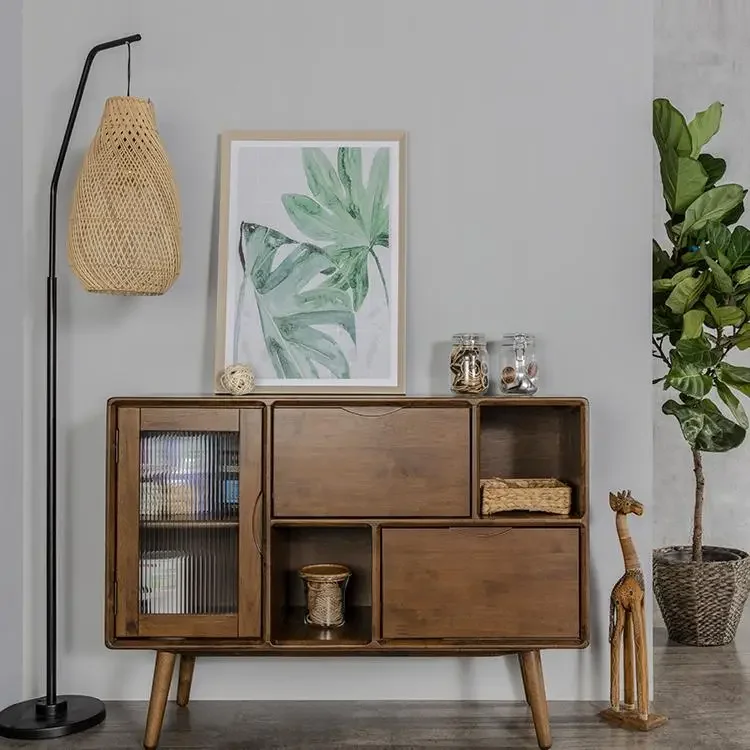 

Imported solid wood dining side Small apartment side cabinet Nordic display storage Dining room cupboard Wine cabinet