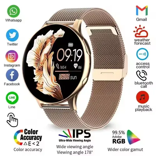 Imagen 1 del producto 2025 nuevas mujeres SmartWatch Bluetooth llamada señora relojes deporte impermeable ritmo cardíaco sueño reloj inteligente para mujeres presente