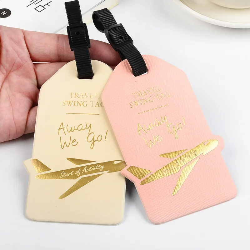 1pc Travel Business Trip Leather Luggage Tag Men Women Suitcase Tag Checked Business Card Card Bag Pendant Boarding Pass