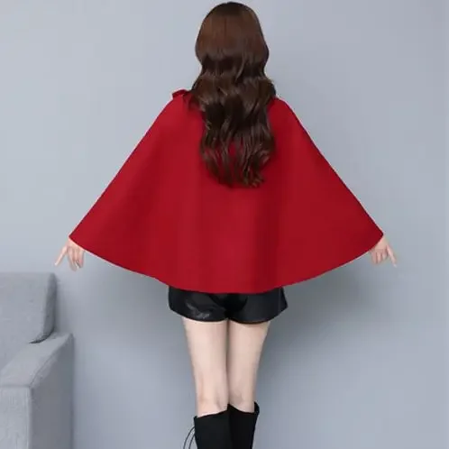 WTEMPO Women\'s Long Sleeve Solid Color Cloak Vintage Shawl Poncho Loose Shawl Cape Winter Fall Cape for Ladies