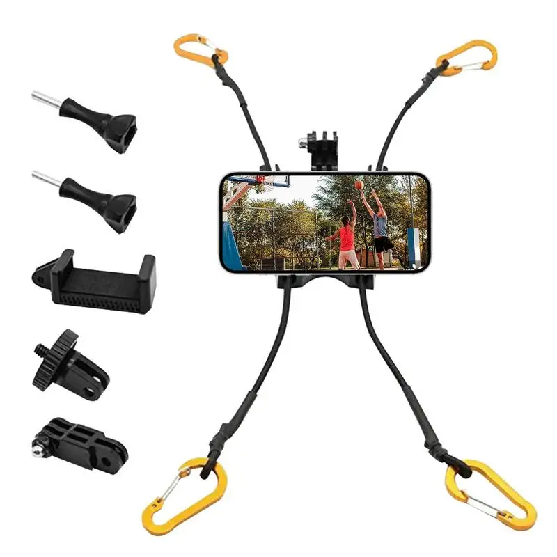 Fence Mount For Phone Adjustable Position Fence Phone Mount With Strong Elastic Cord Reduce Shake For Recording Baseball