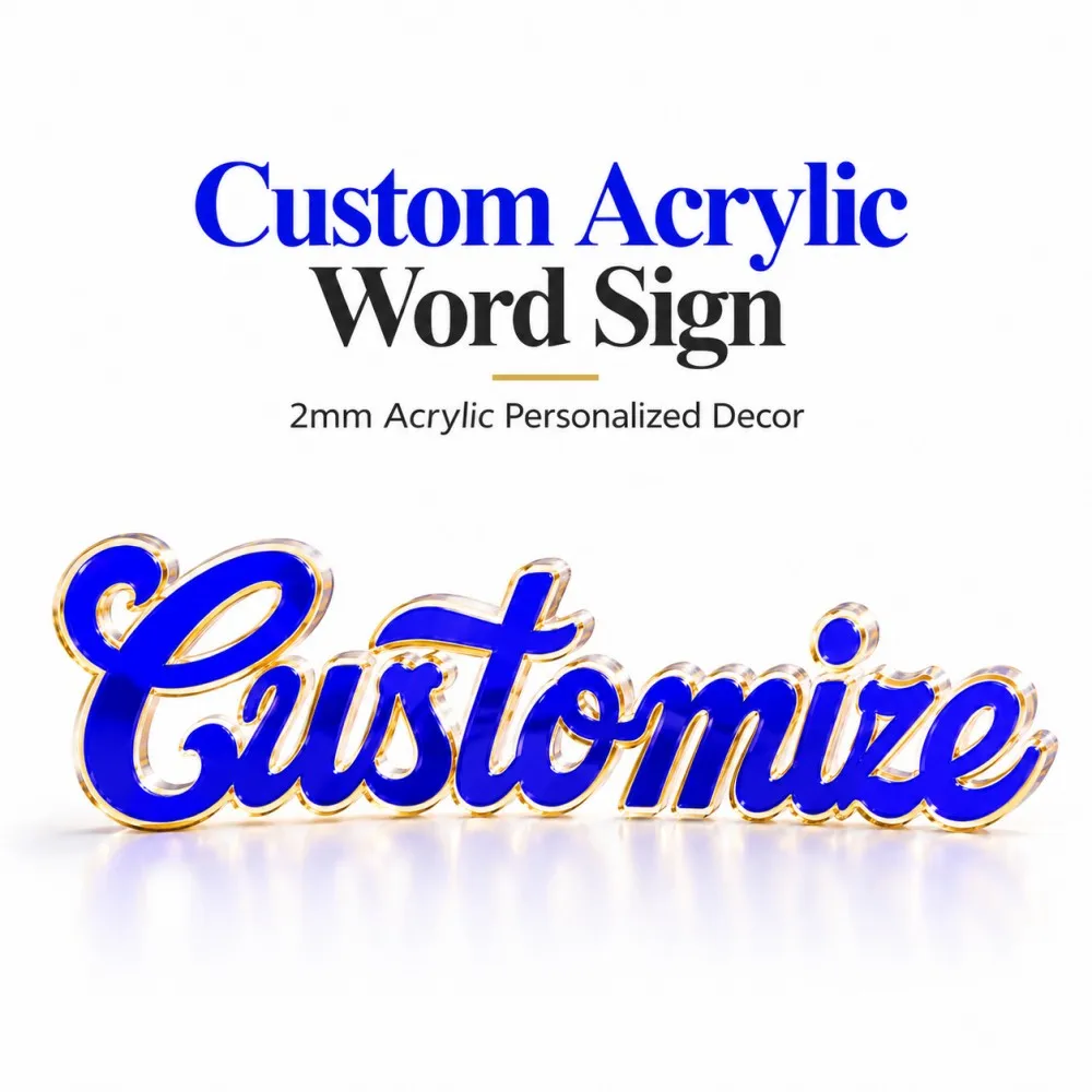 1PC Custom Acrylic Name Sign Personalized Word Letter Decor 2mm Clear Acrylic Table Sign for Wedding Birthday Party Home Display