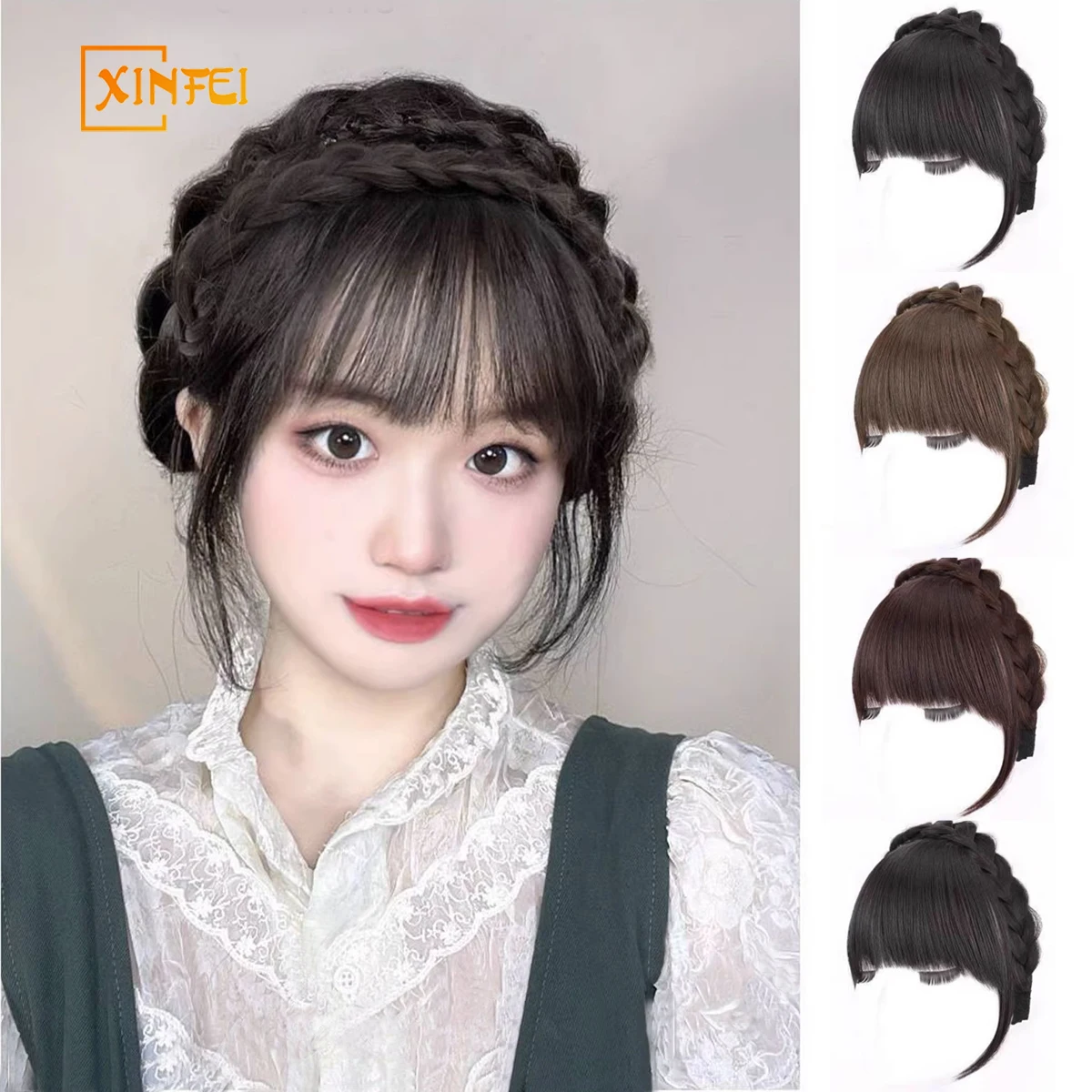 

Wig Bangs Headband Synthetic Bangs Hair Extension Fake Fringe Natural Hair Clip on Hairpieces for Women Invisible Natural Clip