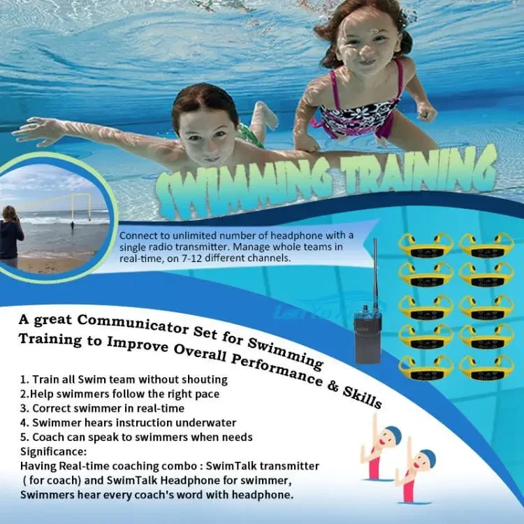 Swimming Communication System Transmitter Waterproof Bone Conduction Headset Earphones Receivers