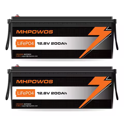 MHPOWOS Rechargeable Battery 12.8V 200Ah LiFePO4 Lithium Battery 2560Wh Built-in 200A BMS,15000+ Cycles for Solar RV Off-grid