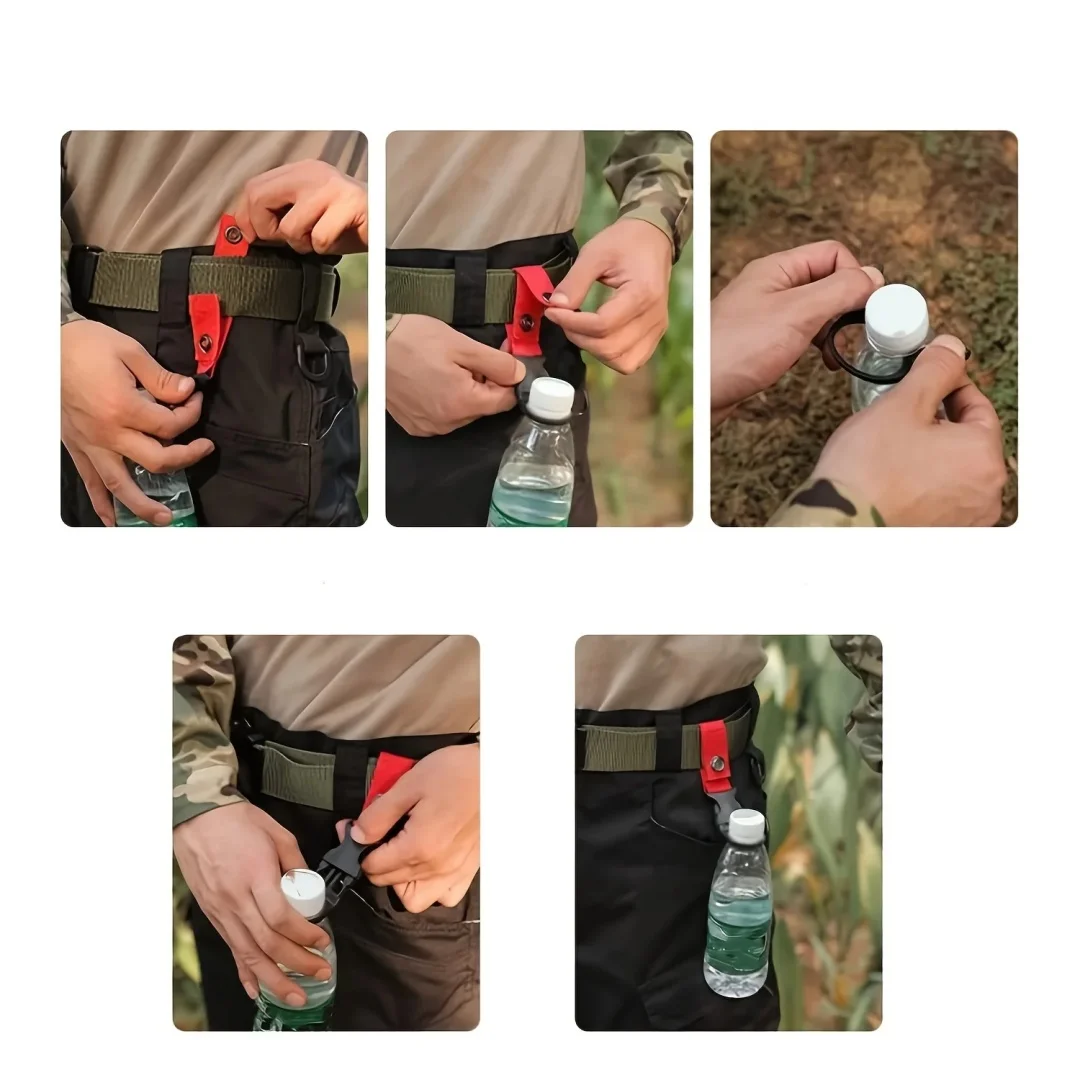 

6Pcs Portable Nylon Clip-On Cup Holder For Hanging Water Bottles, Outdoor Hiking Equipment, Nylon Webbing Buckle Hook