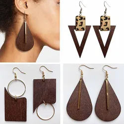 Vintage Designer Wood Earrings For Women Organic Brown Hollow African Water Drops Natural Wood Irregular Ethnic Bohemian Jewelry